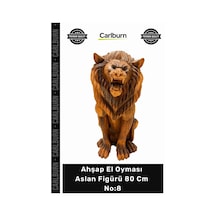 Özel Üretim El İşçiliği Dekoratif Lüks Masif Heykel Otantik Ahşap El Oyması Aslan Figürü 80 Cm No8