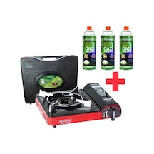 Orcamp Portatif Kamp Ocağı Kırmızı Ck-505 + 3 Orcamp 227 Gram Gaz Kartuşu Kırmızı