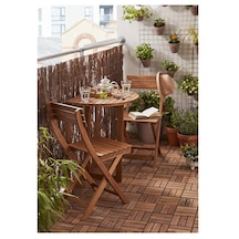 Yarı Katlanır Masa 70 Cm Bahçe Masası Balkon Masası Kahverengi