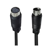 90 Derece Mini Dın 9 Pin Erkek - Dişi Tv Kutusu Adaptör Kablosu, Uzunluk: 1.8m Siyah