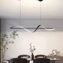 Modern Yemek Masası Siyah Kasa Günışığı Led Avize