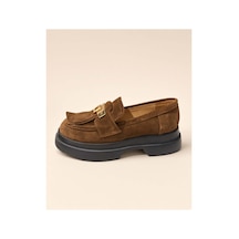 37brandshoes Tokalı Süet Platform Loafer Şık Ve Rahat Kahverengi Kahverengi