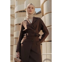 Armine Kruvaze Detaylı Keten Takım 25y6011 Kahverengi Kahverengi