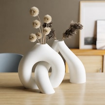 3d Baskı Interlocking Vazo - İç İçe Geçen Dekoratif Vazo-beyaz Çok Renkli