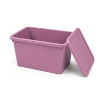 20 Litre Kapaklı Plastik Depolama Kutusu Organizer Kutu Çok Amaçlı Düzenleyici Saklama Kutusu E Pembe