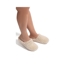 Twigy Beyonce Kadın Peluş Ev Terliği Bej 37/41 Bej