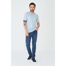 Koyu Mavi Erkek Günlük Jean Pantolon Kahve