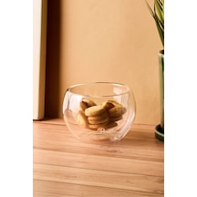 Cidar Çift Cidarlı Kase 300 Ml Sosluk Çerezlik Çok Amaçlı Ergonomik Sunum Kasesi Seffaf Şeffaf