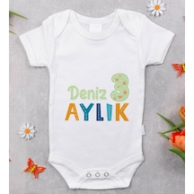 Bitmeyenkartus Bk Kids Isimli Aylık Tasarımlı Bebek Body Zıbın - Model 1 Çok Renkli