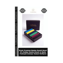 Floranova Erkek Premium Bambu Renkli Boxer 6'lı Hediye Kutulu Esnek İç Giyim Yumuşak Çamaşır Damat Hediyesi Çok Renkli