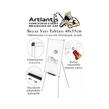 Ayaklı Beyaz Yazı Tahtası 40x55 Cm Teleskobik Ayaklı 1 Adet Alüminyum Kolay Silinebilir Ergomik Beyaz Yazı Tahtası