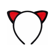 Peluş Kedi Kulak Taç Kırmızı Siyah Çocuk Parti & Kostüm Tacı