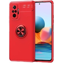 Redmi Note 10 Pro Kılıf Yüzüklü Sağlam Esnek Ringo Silikon Kapak Kirmizi