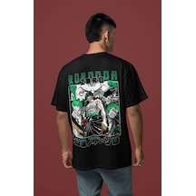 Tasarım Roronoa Zoro Sırt Baskılı Unisex Oversize One Piece Anime Siyah