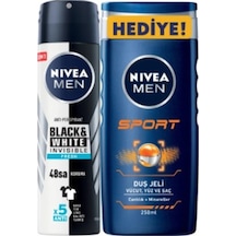 Nivea Men Black & White Invisible Fresh Erkek Sprey Deodorant 150 ML + Sport Duş Jeli 250 ML Nivea Men Black & White Invisible Fresh Erkek Sprey Deodorant 150 ML + Sport Duş Jeli 250 ML