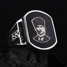 Fkgümüş 925 Ayar Gümüş Başak Desenli Atatürk Erkek Yüzük Silver