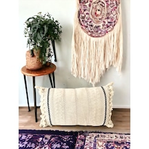 Dnc Home Tekstil Ndchome Özel Tasarım Tekli Keten Krem Kırlent Kılıfı 35x55
