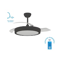 Gizli Kanat Ledli Ses Ve Kumanda Kontrollü Tavan Vantilatörü Siyah Kcf306