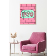 Doğal Ahşap Çerçeveli Retro Desenli Tablo - Pastel Tonlar Huhu1795