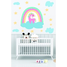 Gökkuşağı Unicorn Bulut Ve Yıldızlar Duvar Sticker