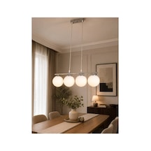 Roma Gri Kasa Globe Camlı 4lü Modern Tasarım Beyaz
