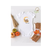 Babylimon Baby Koala Ay Desenli Organik Kısa Kol Çıtçıtlı Bebek Body Beyaz - 110785895 Beyaz