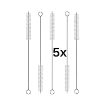 Mucit Home 5 Adet Pipet Temizleme Fırçası - Cam Pipet Fırçası - Bambu Pipet Fırçası - Metal Pipet Fırçası Gümüş