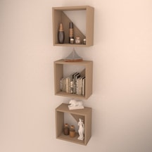 Rafkestir 3 Lü Florence Duvar Rafı Cappicino