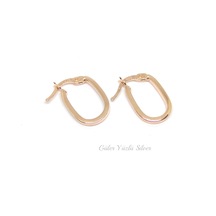 9 Mm Oval İthal Halka Gümüş Küpe - Rose Altın Kaplama Bakır Beyaz