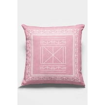 Pembe Etnik Desen Çift Taraflı Yastık Kırlent Kılıfı Krl429n11