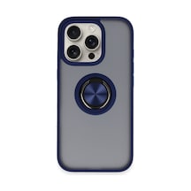 Apple Uyumlu   iPhone 16 Pro Kılıf Montreal Yüzüklü Silikon Kapak - Lacivert