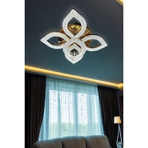 Yaprak Akrilik 5'li Plafonyer 3 Renk Tavana Sıfır Led Avize Gold