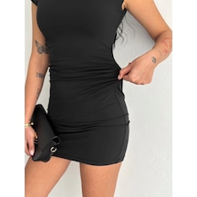 Tua Moda Yarım Bogazlı Kolsuz Mini Boy Elbise - Siyah Siyah