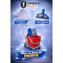 Umbex Plus- Tek Kovalı Metal Presli Krom Araba,krom Temizlik Arabası 1 Mop 1 Aparat Hedıyelı