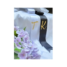 Gelin Damat Takı Kurdelesi Siyah- Beyaz - Kişiye Özel