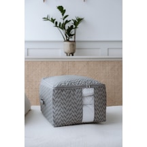 Serstil Şeffaf Pencereli Dolap / Baza Düzenleyici Yastık, Battaniye, Havlu Saklama Çantası -orta 35x45x25cm Gri Balıksırtı - Orta