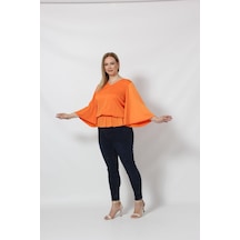 Moda Berray 3183 Turuncu Beli Lastikli Bol Kol Bluz 001 Moda Berray 3183 Turuncu Beli Lastikli Bol Kol Bluz 001