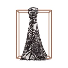 İpekevi Desenli İpek Şal Zebra Desenli - Siyah Beyaz - Siyah Beyaz