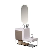 Kobos Up-down 100 Cm Banyo Dolabı Seti Latte Açık Kahverengi