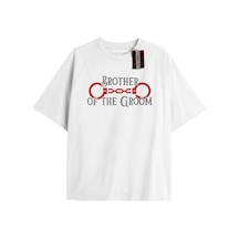 Brother Of The Groom Unisex Oversize Yazılı Tshirt Beyaz Beyaz