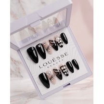 Louésse Midnight Pearl Takma Tırnak 12 Li Siyah Taşlı İnci Detaylı Nail Set