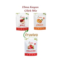 Fruvivo 3'lü Freeze Dry Paket - Elma + Kayısı + Çilek - Dondurularak Kurutulmuş Meyve Cipsi Şeker İlavesiz %100 Doğal Vegan 65 G