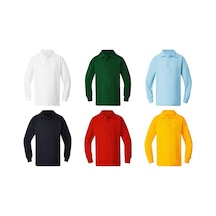 Annora Unisex Çocuk Uzun Kollu Polo Yaka Pamuklu Okul T-Shirt