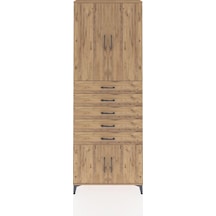 Arges Dolap 3 Raflı 5 Çekmeceli 4 Kapaklı 88x30x243 Çam-çam Çam