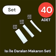 Tek-iş Isı İle Daralan Makaron Seti 40 Adet Beyaz 9.5 X 20 + 6.4 X 10 + 4.8 X 10 Adet