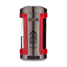 Lubinski Sehpalı Kılıflı Dört Torch Puro Çakmağı Gunmetal-kırmızı Lb-705