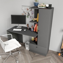 Merlin Mobilya Minör Antrasit Çalışma Masası Ve Kitaplık Antrasit