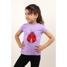 Toontoy Kids Toontoy Kız Bebek Baskılı Bisiklet Yaka Kısa Kollu Tişört Gül Kurusu