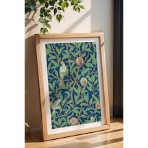 William Morris Bird And Pomegranate Desenli Çerçeveli Tablo Şık Vintage Dekor Viktorya Serisi Kayın