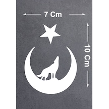 Ay Yıldız Ve Kurt Sticker - Araba Oto Motosiklet Karavan Cam Araç Sticker - 00345 10x7 Cm